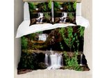 Abakuhaus Copripiumino Waterfall, Gonna A Cascata, Antiacaro, Adatto A Chi Soffre Di Allergie, Con Federe, 155 Cm X 220 Cm - 80 X 80 Cm, Marrone, Bianco E Verde