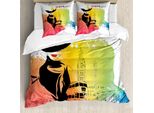 Abakuhaus Copripiumino Vintage, London Fashion Lady, Antiacaro, Adatto A Chi Soffre Di Allergie, Con Federe, 155 Cm X 220 Cm - 80 X 80 Cm, Multicolore