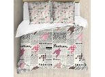 Abakuhaus Giornale Copripiumino, Fashion Magazine Retro, Antiacaro, Adatto A Chi Soffre Di Allergie, Con Federe, 200 Cm X 200 Cm - 80 X 80 Cm, Nero Bianco Rosa
