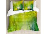 Abakuhaus Copripiumino Blume, Pastoral Camomilla, Antiacaro, Adatto A Chi Soffre Di Allergie, Con Federe, 200 Cm X 200 Cm - 80 X 80 Cm, Verde Bianco