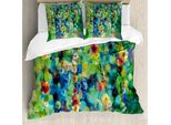 Abakuhaus Copripiumino Blume, Fiori Colorati Su Un Albero, Antiacaro, Adatto A Chi Soffre Di Allergie, Con Federe, 155 Cm X 220 Cm - 80 X 80 Cm, Verde Blu