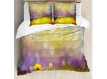 Abakuhaus Copripiumino Blume, Campo Di Denti Di Leone Gialli, Antiacaro, Adatto A Chi Soffre Di Allergie, Con Federe, 155 Cm X 220 Cm - 80 X 80 Cm, Viola Verde