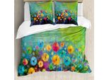 Abakuhaus Copripiumino Con Motivo Floreale, Denti Di Leone Colorati, Antiacaro, Adatto A Chi Soffre Di Allergie, Con Federe, 200 Cm X 200 Cm - 80 X 80 Cm, Multicolore