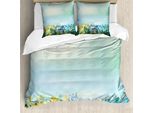 Abakuhaus Copripiumino Blume, Effetto Acquerello, Antiacaro E Anallergico, Con Federe, 155 Cm X 220 Cm - 80 X 80 Cm, Azzurro