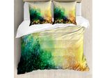 Abakuhaus Copripiumino Blume, Fiori Selvatici Sul Prato, Antiacaro, Adatto A Chi Soffre Di Allergie, Con Federe, 155 Cm X 220 Cm - 80 X 80 Cm, Verde Senape