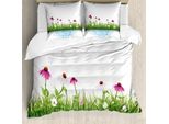 Abakuhaus Copripiumino Con Motivo Floreale, Cartoon Blumen See, Antiacaro E Anallergico, Con Federe, 200 Cm X 200 Cm - 80 X 80 Cm, Multicolore