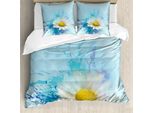 Abakuhaus Copripiumino Con Motivo Floreale, Effetto Dipinto Margherita, Antiacaro, Adatto A Chi Soffre Di Allergie, Con Federe, 200 Cm X 200 Cm - 80 X 80 Cm, Bianco Blu