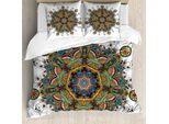 Abakuhaus Copripiumino Mandala, Stile Boho Tribale Paisley, Antiacaro E Anallergico, Con Federe, 155 Cm X 220 Cm - 80 X 80 Cm, Multicolore