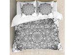 Abakuhaus Copripiumino Mandala, Arte Mandala Bianco E Nero, Antiacaro, Adatto A Chi Soffre Di Allergie, Con Federe, 200 Cm X 200 Cm - 80 X 80 Cm, Bianco E Nero