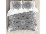 Abakuhaus Copripiumino Mandala, Fiori Mandala, Antiacaro, Adatto A Chi Soffre Di Allergie, Con Federe, 155 Cm X 220 Cm - 80 X 80 Cm, Nero