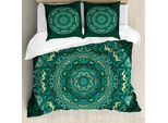 Abakuhaus Copripiumino Mandala, Eastern Mandala, Antiacaro, Adatto A Chi Soffre Di Allergie, Con Federe, 200 Cm X 200 Cm - 80 X 80 Cm, Verde Acqua