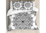 Abakuhaus Set Copripiumino Nero Per Letti Matrimoniali, Motivo A Mosaico Orientale, Antiacaro, Adatto A Chi Soffre Di Allergie, Con Federe, Nero