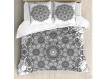 Abakuhaus Copripiumino Mandala, Mandala Ottoman Fiori, Antiacaro Adatto A Chi Soffre Di Allergie Con Federe, 200 Cm X 200 Cm - 80 X 80 Cm, Bianco E Nero
