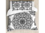 Abakuhaus Copripiumino Mandala, Elaborati Motivi Mandala, Antiacaro, Adatto A Chi Soffre Di Allergie, Con Federe, 200 Cm X 200 Cm - 80 X 80 Cm, Nero