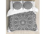 Abakuhaus Copripiumino Mandala, Arte Del Pizzo Mandala, Antiacaro, Adatto A Chi Soffre Di Allergie, Con Federe, 200 Cm X 200 Cm - 80 X 80 Cm, Bianco E Nero