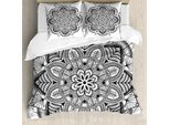 Abakuhaus Copripiumino Mandala, Mandala Arte In Bianco E Nero, Antiacaro Adatto A Chi Soffre Di Allergie Con Federe, 200 Cm X 200 Cm - 80 X 80 Cm, Bianco E Nero