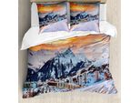 Abakuhaus Copripiumino Invernale, Stagione Invernale Montagna, Antiacaro, Adatto A Chi Soffre Di Allergie, Con Federe, 155 Cm X 220 Cm - 80 X 80 Cm, Arancione E Bianco