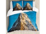 Abakuhaus Copripiumino Berg, Catena Montuosa Dell'himalaya, Antiacaro, Adatto A Chi Soffre Di Allergie, Con Federe, 155 Cm X 220 Cm - 80 X 80 Cm, Blu, Marrone,