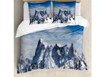 Abakuhaus Set Copripiumino Per Letti Matrimoniali, Paesaggio Innevato Con Cime Montuose, Antiacaro, Adatto A Chi Soffre Di Allergie, Con Federe, Multicolore