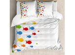 Abakuhaus Copripiumino Con Motivo A Pesci, Animali Marini Cartoon, Antiacaro, Adatto A Chi Soffre Di Allergie, Con Federe, 155 Cm X 220 Cm - 80 X 80 Cm, Multicolore