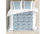 Abakuhaus Copripiumino Blu, Disegno Di Animali Marini, Antiacaro, Adatto A Chi Soffre Di Allergie, Con Federe, 155 Cm X 220 Cm - 80 X 80 Cm, Blu