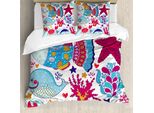 Abakuhaus Set Copripiumino Per Letti Matrimoniali, Cartoon Marine Ocean Life, Antiacaro, Adatto A Chi Soffre Di Allergie, Con Federe, Multicolore