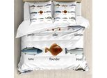 Abakuhaus Copripiumino Con Motivo A Pesci, Composizione Con Animali Acquatici, Antiacaro, Adatto A Chi Soffre Di Allergie, Con Federe, 155 Cm X 220 Cm - 80 X 80 Cm, Multicolore