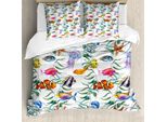 Abakuhaus Copripiumino Medusa, Acquerello Subacqueo, Antiacaro, Adatto A Chi Soffre Di Allergie, Con Federe, 155 Cm X 220 Cm - 80 X 80 Cm, Multicolore