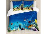 Abakuhaus Copripiumino Con Motivo Pesci, Animali Marini, Antiacaro, Adatto A Chi Soffre Di Allergie, Con Federe, 155 Cm X 220 Cm - 80 X 80 Cm, Multicolore