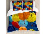 Abakuhaus Copripiumino Colorato, Ombrelli Colorati Sky, Antiacaro Adatto A Chi Soffre Di Allergie Con Federe, 155 Cm X 220 Cm - 80 X 80 Cm, Multicolore
