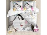 Abakuhaus Copripiumino Asiatico, Stile Lady Splash, Antiacaro, Adatto A Chi Soffre Di Allergie, Con Federe, 155 Cm X 220 Cm - 80 X 80 Cm, Multicolore