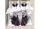 Abakuhaus Copripiumino Con Teschi, Teschi Di Cervo Rosso Con Rose, Antiacaro, Adatto A Chi Soffre Di Allergie, Con Federe, 155 Cm X 220 Cm - 80 X 80 Cm, Multicolore