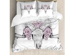 Abakuhaus Copripiumino SchäDel, Rose Con Ossa Bohemian, Antiacaro, Adatto A Chi Soffre Di Allergie, Con Federe, 200 Cm X 200 Cm - 80 X 80 Cm, Viola E Grigio