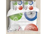 Abakuhaus Copripiumino Giapponese, Fiori Su Ombrelli, Antiacaro, Adatto A Chi Soffre Di Allergie, Con Federe, 200 Cm X 200 Cm - 80 X 80 Cm, Multicolore