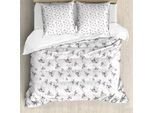 Abakuhaus Copripiumino Con Teschi, Motivo Grunge Con Teschi, Antiacaro, Adatto A Chi Soffre Di Allergie, Con Federe, 200 Cm X 200 Cm - 80 X 80 Cm, Bianco