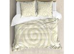 Abakuhaus Copripiumino Moderno, Fiori Vintage Vorticosi, Antiacaro, Adatto A Chi Soffre Di Allergie, Con Federe, 155 Cm X 220 Cm - 80 X 80 Cm, Beige Cachi