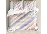 Abakuhaus Set Copripiumino Marrone Per Letti Matrimoniali, Strisce Sfocate Moderne, Antiacaro, Adatto A Chi Soffre Di Allergie, Con Federe, Marrone Grigio Tan