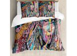 Abakuhaus Copripiumino Moderno, Ritratto Fantasia, Antiacaro, Adatto A Chi Soffre Di Allergie, Con Federe, 155 Cm X 220 Cm - 80 X 80 Cm, Multicolore