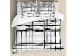 Abakuhaus Copripiumino Moderno, Arte Astratta Geometrica, Antiacaro, Adatto A Chi Soffre Di Allergie, Con Federe, 200 Cm X 200 Cm - 80 X 80 Cm, Bianco E Nero
