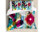 Abakuhaus Copripiumino Moderno, Motivo Surreale, Antiacaro, Adatto A Chi Soffre Di Allergie, Con Federe, 155 Cm X 220 Cm - 80 X 80 Cm, Multicolore