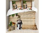 Abakuhaus Copripiumino Natalizio, Pupazzo Di Neve In Giardino, Antiacaro, Adatto A Chi Soffre Di Allergie, Con Federe, 155 Cm X 220 Cm - 80 X 80 Cm, Multicolore