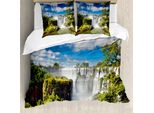 Abakuhaus Copripiumino Paesaggio, Cascata Argentina, Antiacaro, Adatto A Chi Soffre Di Allergie, Con Federe, 155 Cm X 220 Cm - 80 X 80 Cm, Multicolore
