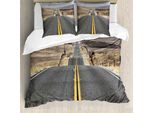 Abakuhaus Copripiumino Landscape, Pacific Road, Antiacaro, Adatto A Chi Soffre Di Allergie, Con Federe, 200 Cm X 200 Cm - 80 X 80 Cm, Grigio