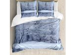 Abakuhaus Copripiumino Natalizio, Winter Blizzard Wald, Antiacaro, Adatto A Chi Soffre Di Allergie, Con Federe, 200 Cm X 200 Cm - 80 X 80 Cm, Bianco