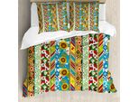 Abakuhaus Copripiumino A Righe, Stile Patchwork Primaverile, Antiacaro, Adatto A Chi Soffre Di Allergie, Con Federe, 155 Cm X 220 Cm - 80 X 80 Cm, Multicolore