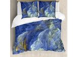 Abakuhaus Copripiumino Fractal, Trippy Blurry Shapes, Antiacaro, Adatto A Chi Soffre Di Allergie, Con Federe, 155 Cm X 220 Cm - 80 X 80 Cm, Blu Giallo Pallido