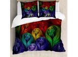 Abakuhaus Set Copripiumino Fractal Per Letti Matrimoniali, Forme Surreali E Colorate, Antiacaro, Adatto A Chi Soffre Di Allergie, Con Federe, Multicolore