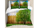 Abakuhaus Copripiumino Ackerland, Leben-Baum-Yard Field, Antiacaro, Adatto A Chi Soffre Di Allergie, Con Federe, 155 Cm X 220 Cm - 80 X 80 Cm, Verde Blu