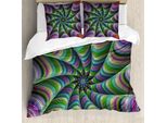 Abakuhaus Copripiumino Fractal, Motivi Floreali, Antiacaro, Adatto A Chi Soffre Di Allergie, Con Federe, 155 Cm X 220 Cm - 80 X 80 Cm, Verde, Viola,