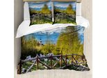 Abakuhaus Copripiumino Ackerland, Snowy Alpen Berg, Antiacaro, Adatto A Chi Soffre Di Allergie, Con Federe, 155 Cm X 220 Cm - 80 X 80 Cm, Verde Blu